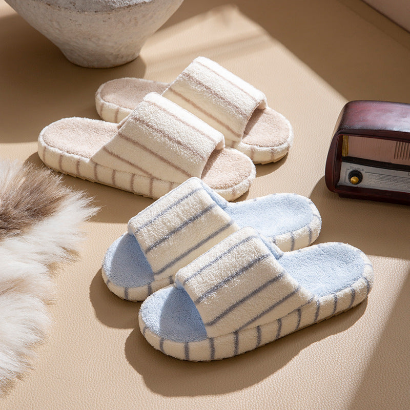 Silent opening slippers for men's home indoor soft thick bottom anti slip floor slippers