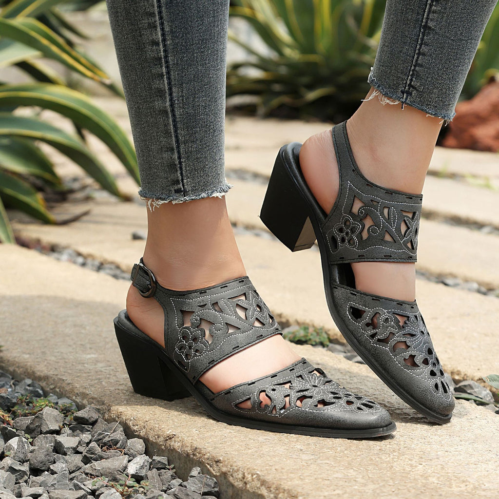 Pointed Toe Hollow Out Western Sandals with Buckle Strap  Summer Fashion Women's Shoes Made to order, ships in 7 days