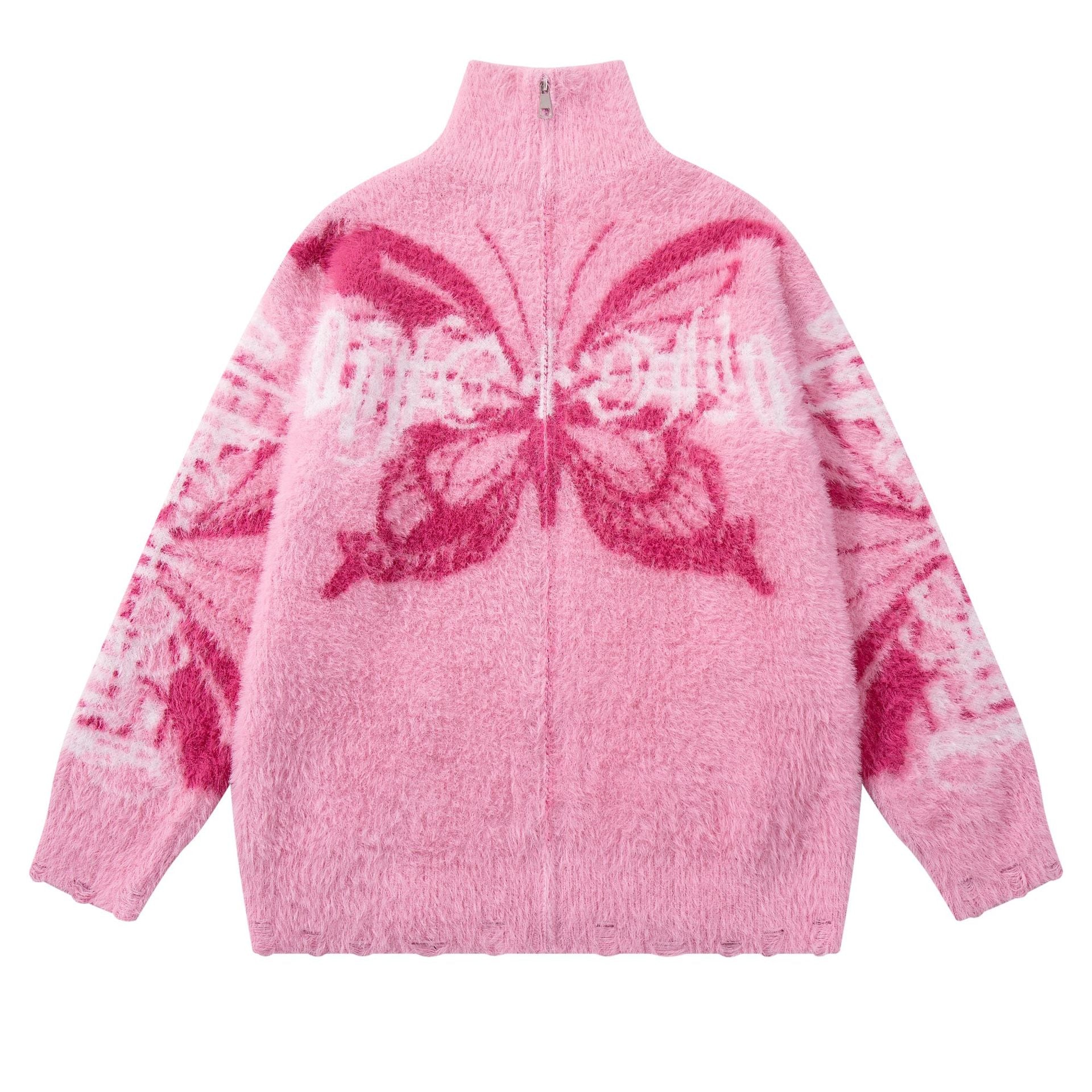 Cardigan with butterfly printed coat