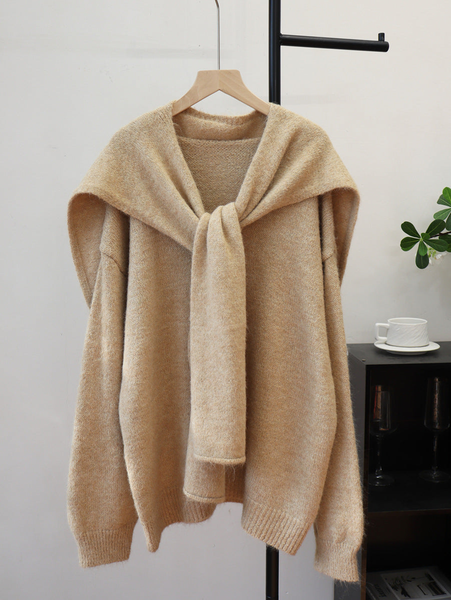 Loose shawl two-piece sweater set