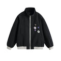 Badge Deconstructed Design Zip-Up Stand Collar Jacket for Men