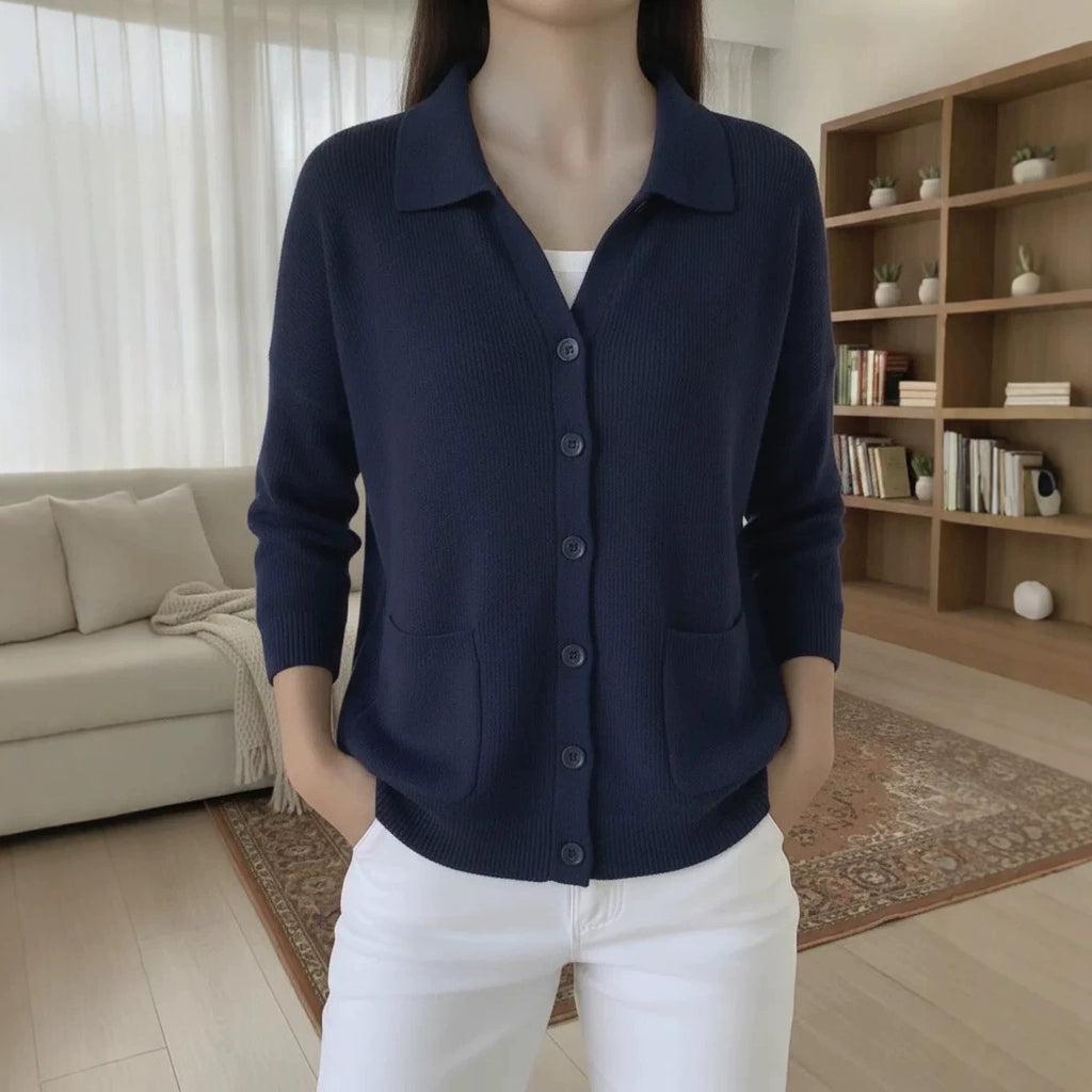 Knitted cardigan button women's sweater jacket for autumn and winter