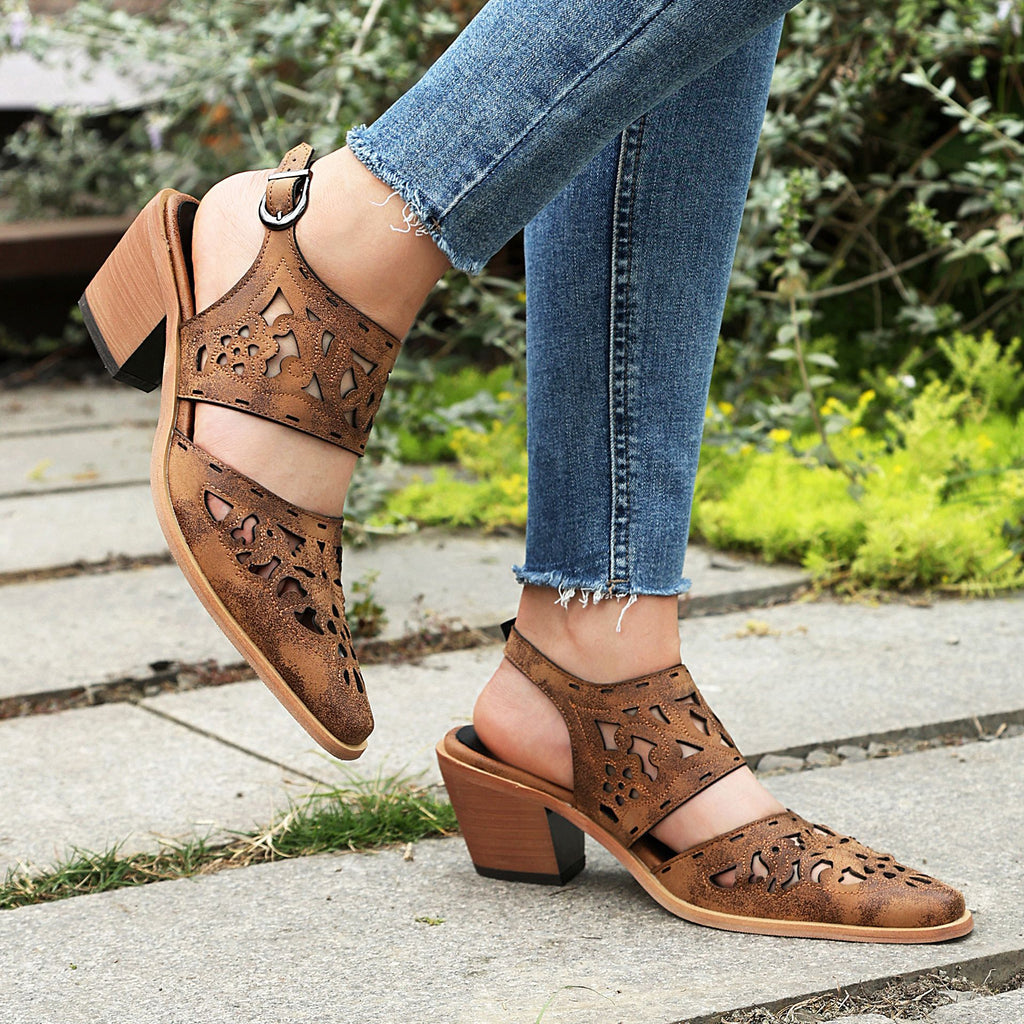 Pointed Toe Hollow Out Western Sandals with Buckle Strap  Summer Fashion Women's Shoes Made to order, ships in 7 days
