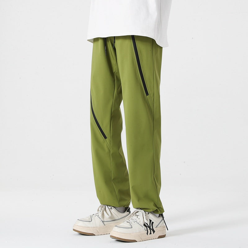 Style Rugged Zipper Hiking Cargo Pants for Men, Spring and Autumn Fashion Outdoor Water-Resistant Loose Casual Trousers