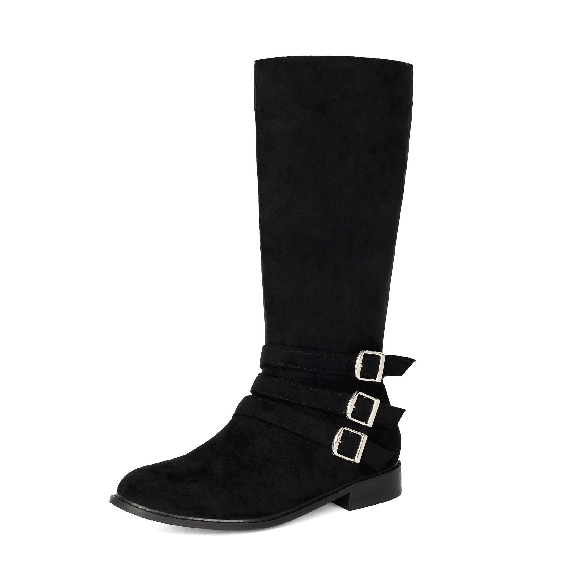 Leather Belt Buckle Suede High-Cut Casual Low-Heel Motorcycle Boots for Men Made to order, ships in 7 days