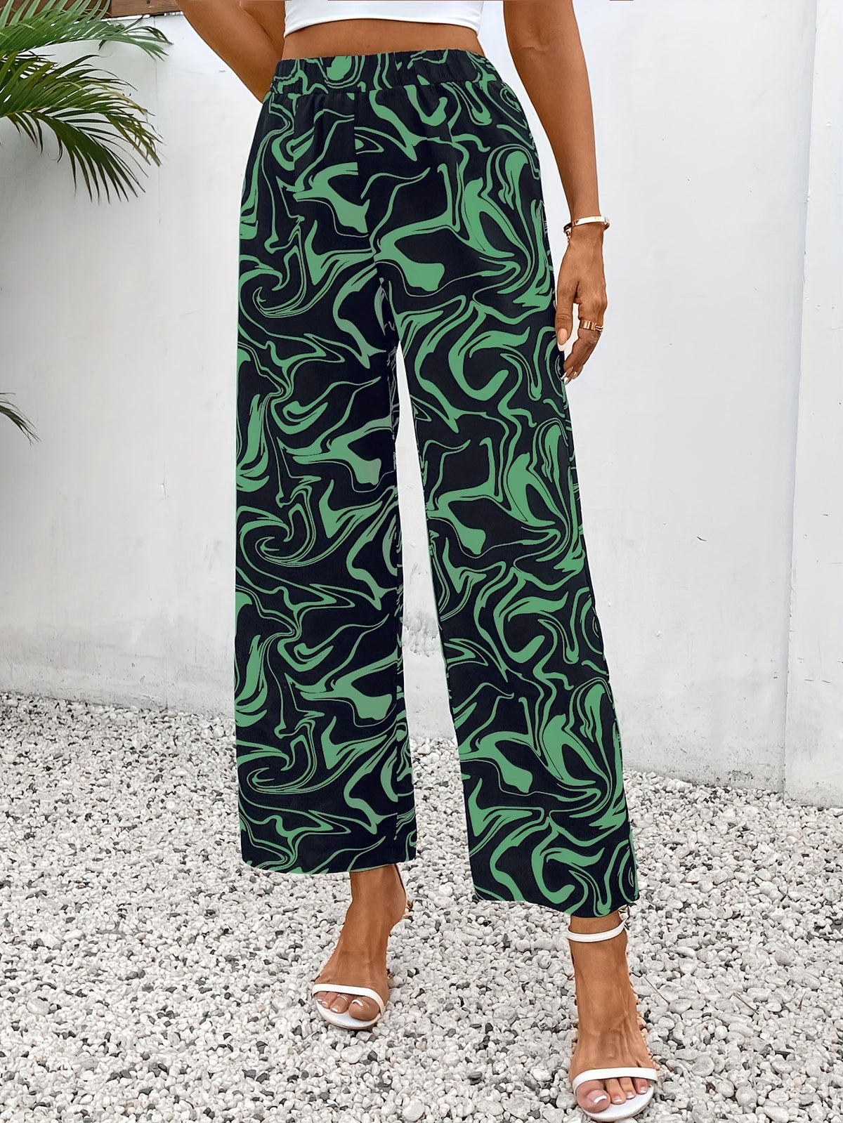 Elastic high waisted pants