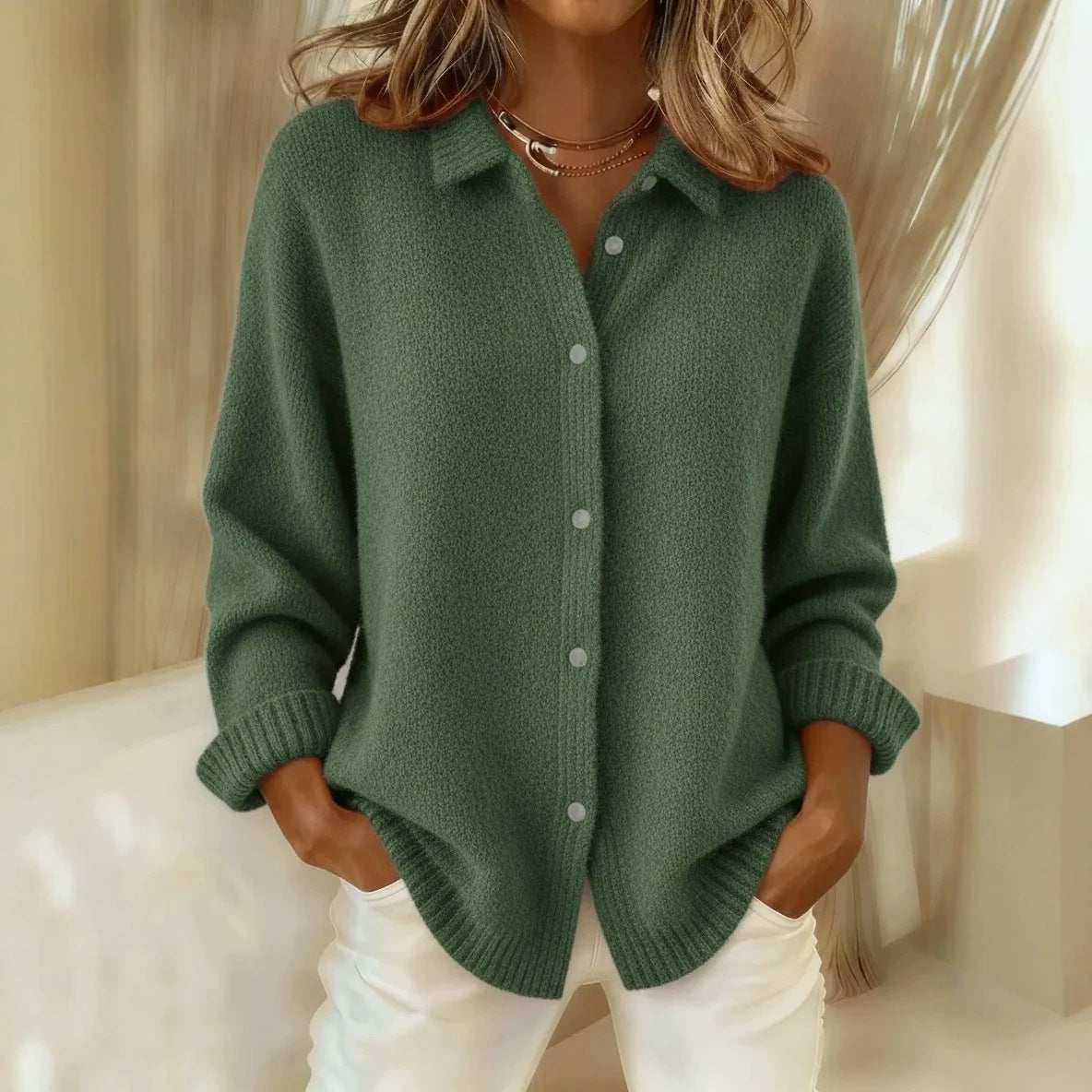 Women's cardigan sweater autumn and winter coat
