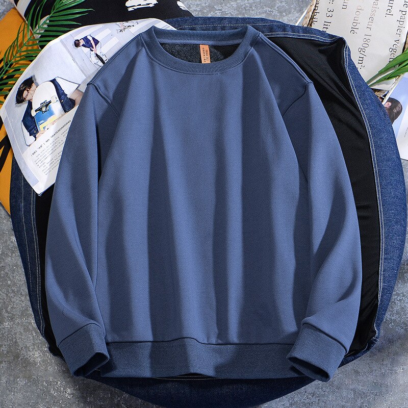 Spring Autumn New Mens Hoodie Casual Cotton Fleece Long Sleeve Men Sweatshirt Round Neck Multicolor Fashion Loose Tops 5XL