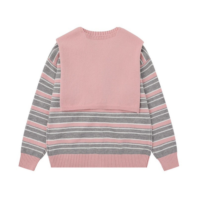 Striped button shawl jacket