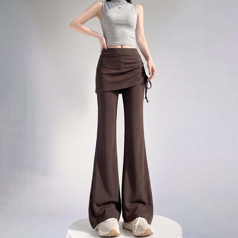 Gray Fake Two-Piece Flared Yoga Pants for Women, Outer Wear, Autumn New Style, Pilates Training, Fitness Exercise Long Pants