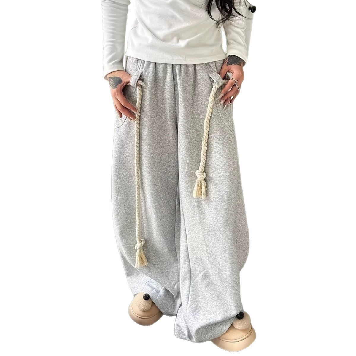 Casual Street Style Women's Loose Wide-Leg Sweatpants Fashionable Spring and Autumn High Street Sporty Pants