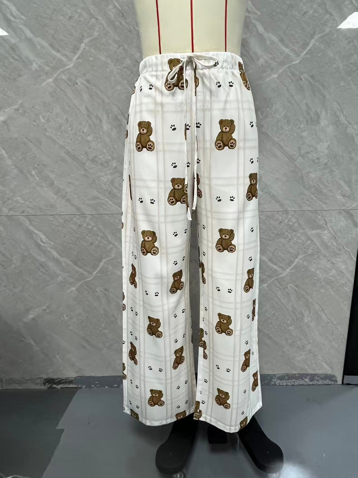 Elastic waist wide leg pants