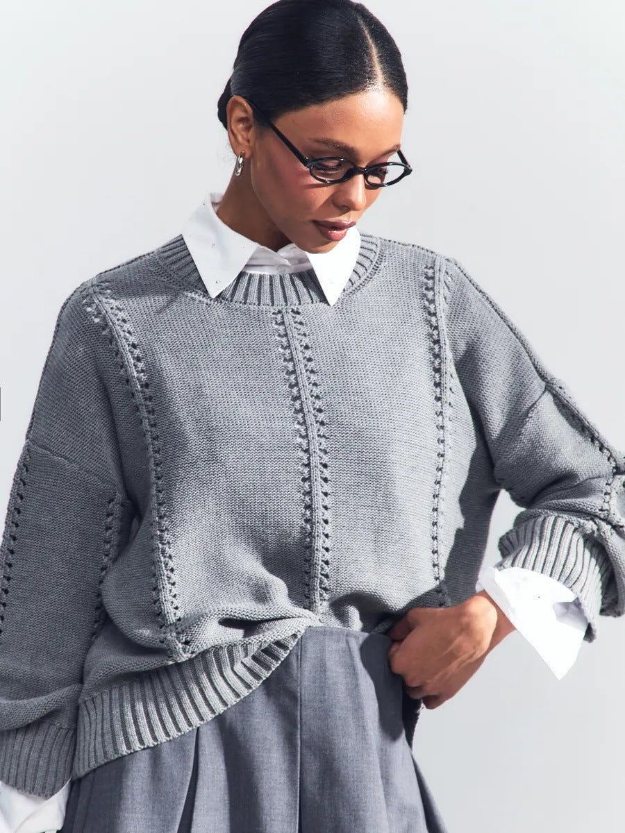 Hollow out pullover sweater for women in autumn and winter