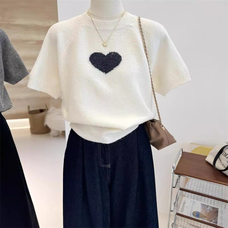 Love short sleeved knitted t-shirt French style