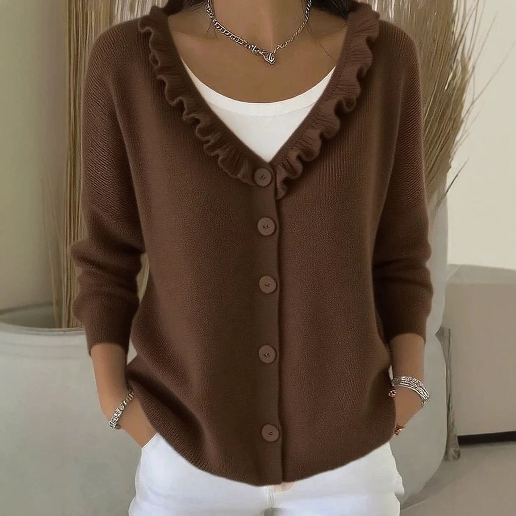 Knitted cardigan casual V-neck sweater jacket for women
