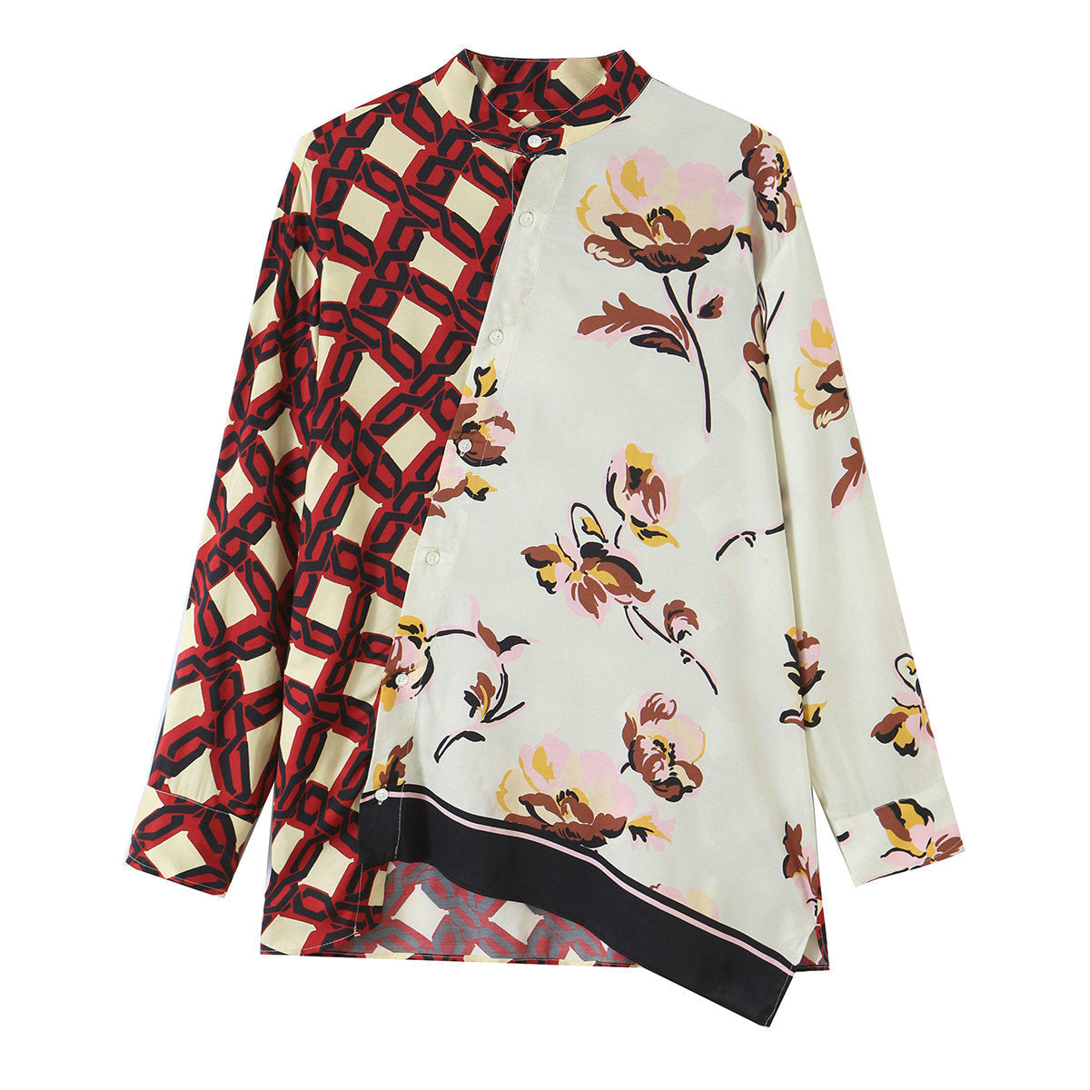 Splicing printed loose shirt