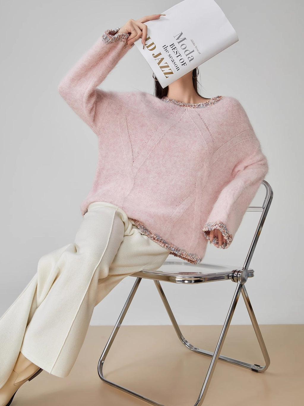 Round neck pullover sweater women's top