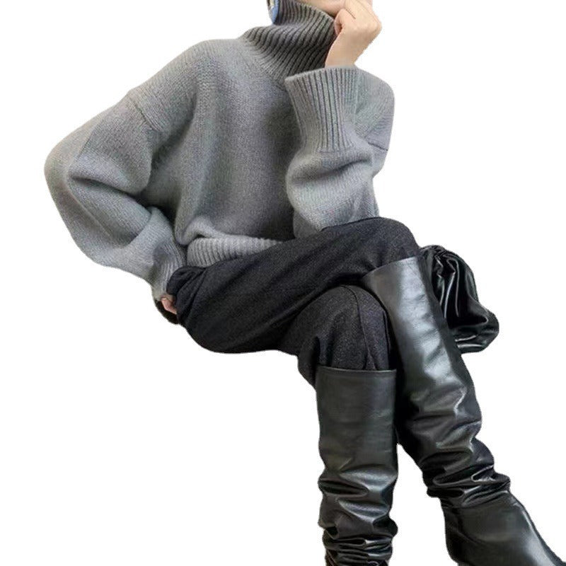 Women's autumn and winter high neck sweater with thickened pullover