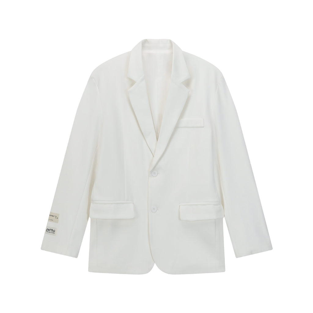 Patchwork Design Long Sleeve Button Closure Notched Collar Loose Fit Blazer for Men and Women