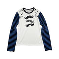 Color-block Stripes Mustache Stars Long Sleeve Women's T-Shirt