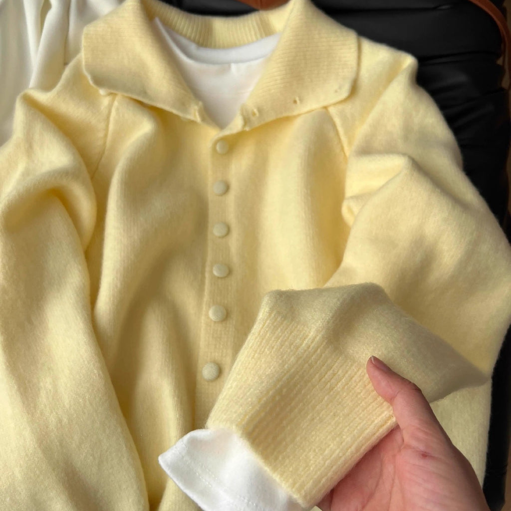 High neck single breasted soft glutinous sweater jacket for women