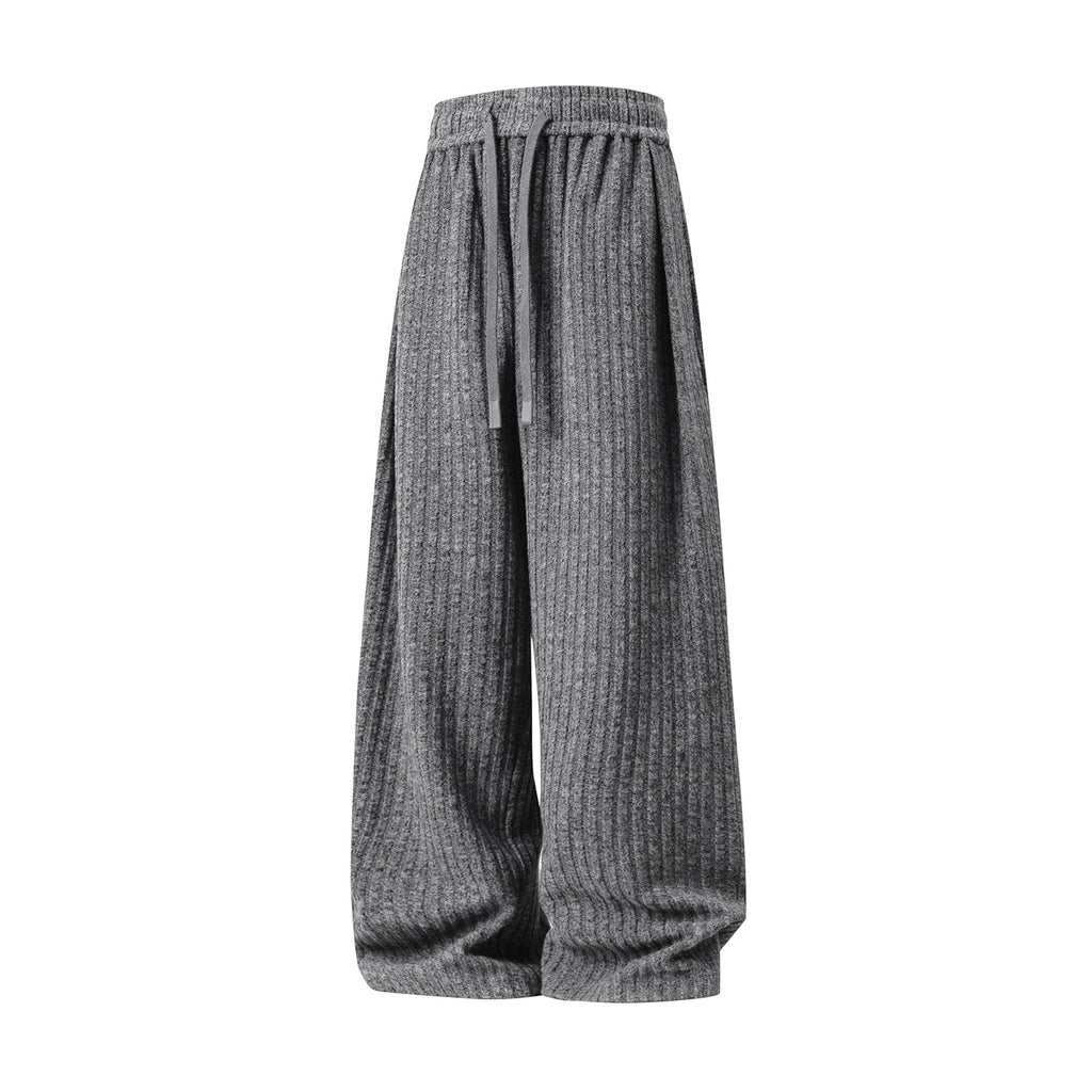 Fleece Loose Drape Casual Pants for Men, Autumn New Heavyweight Quality Sweatpants with Pleated Design, Fashion Brand Long Pants
