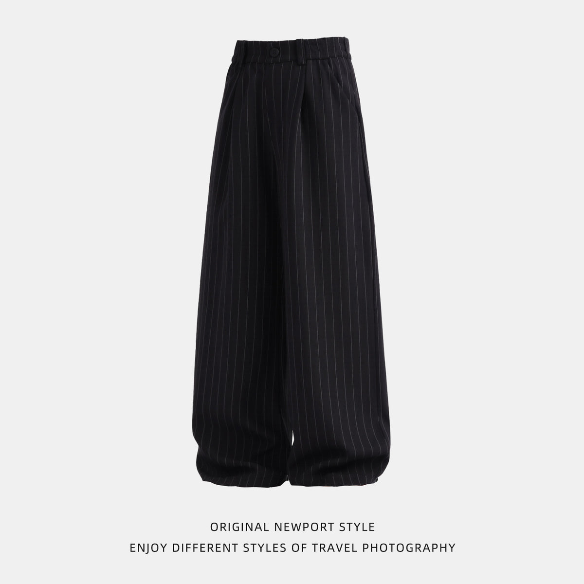 Classic Style Vertical Stripe Trousers for Men, Spring Summer High Street Vintage Straight Leg Loose Drape Lazy Casual Pants