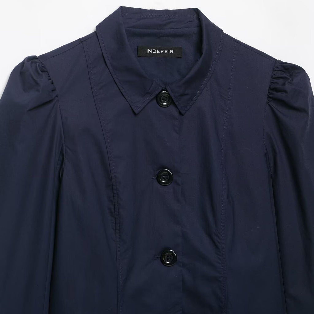 Stand up collar long sleeved single breasted top