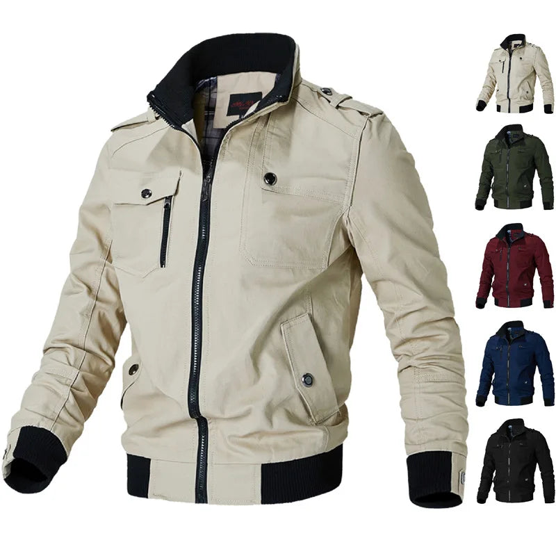 Bomber Jacket Men Fashion Casual Windbreaker Jacket Coat Men 2023 Spring Autumn New Hot Outwear Stand Slim Military Jacket Mens