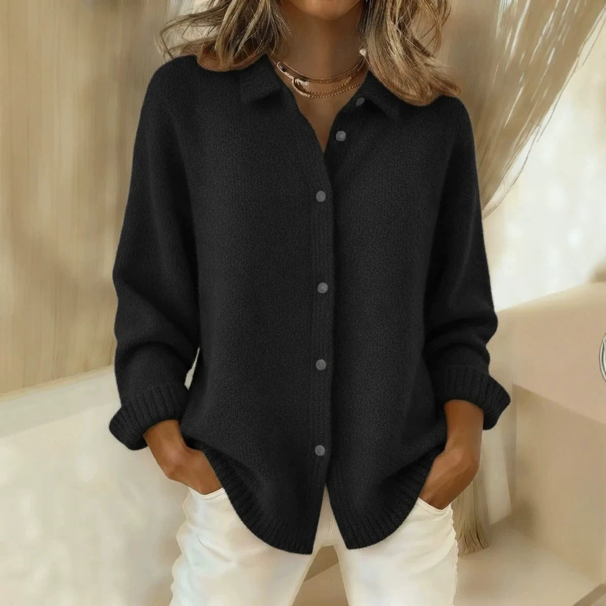 Women's cardigan sweater autumn and winter coat