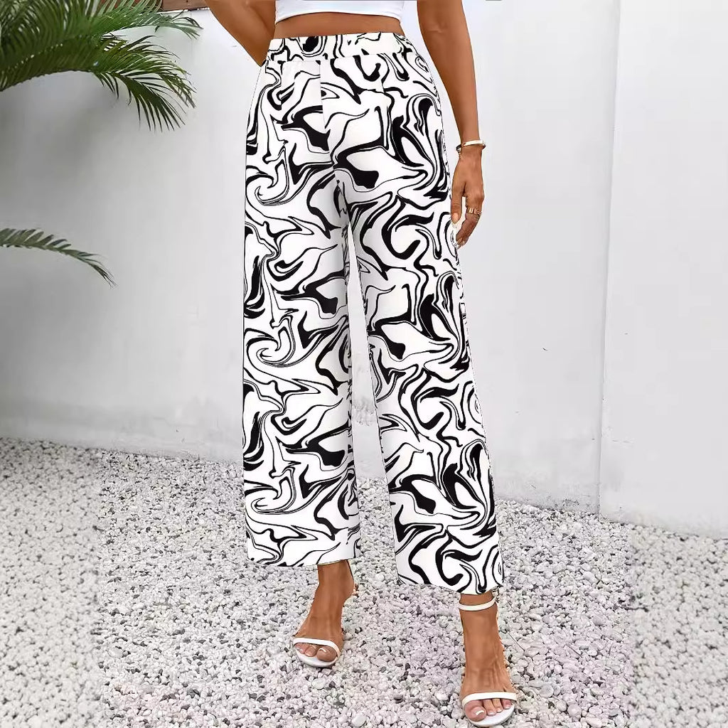 Elastic high waisted pants