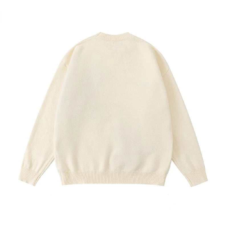 Star Flocked Couple Sweater Oversized Pullover Long Sleeved Thickened Mens Womens Loose Versatile Casual Sweaters