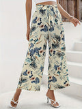 Lace up wide leg pants