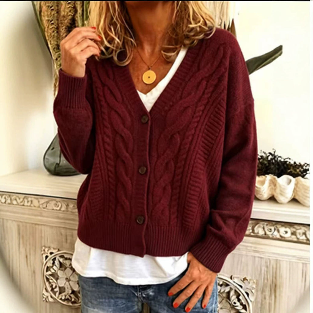 Top retro Fried Dough Twists cardigan coat women