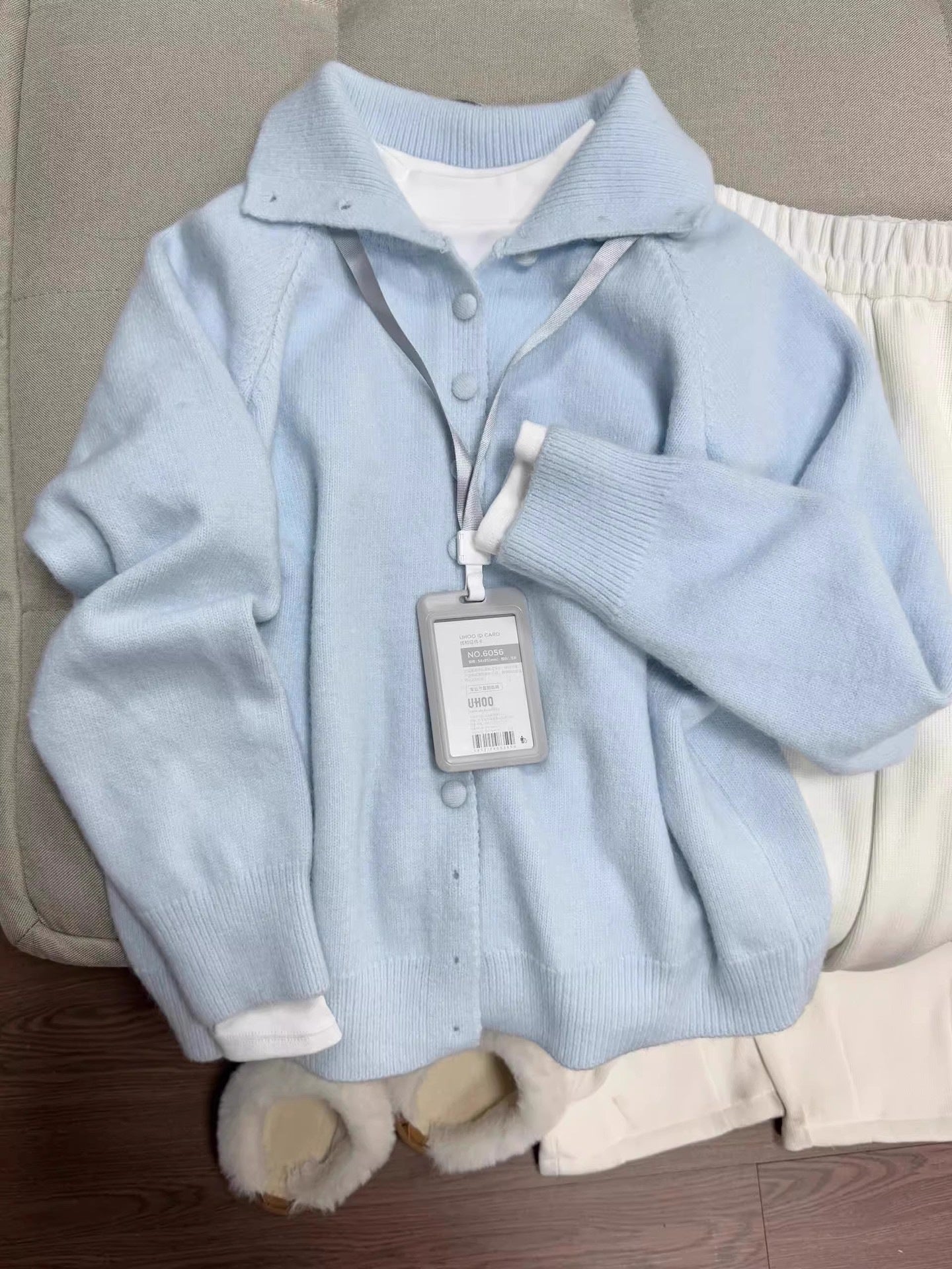 High neck single breasted soft glutinous sweater jacket for women