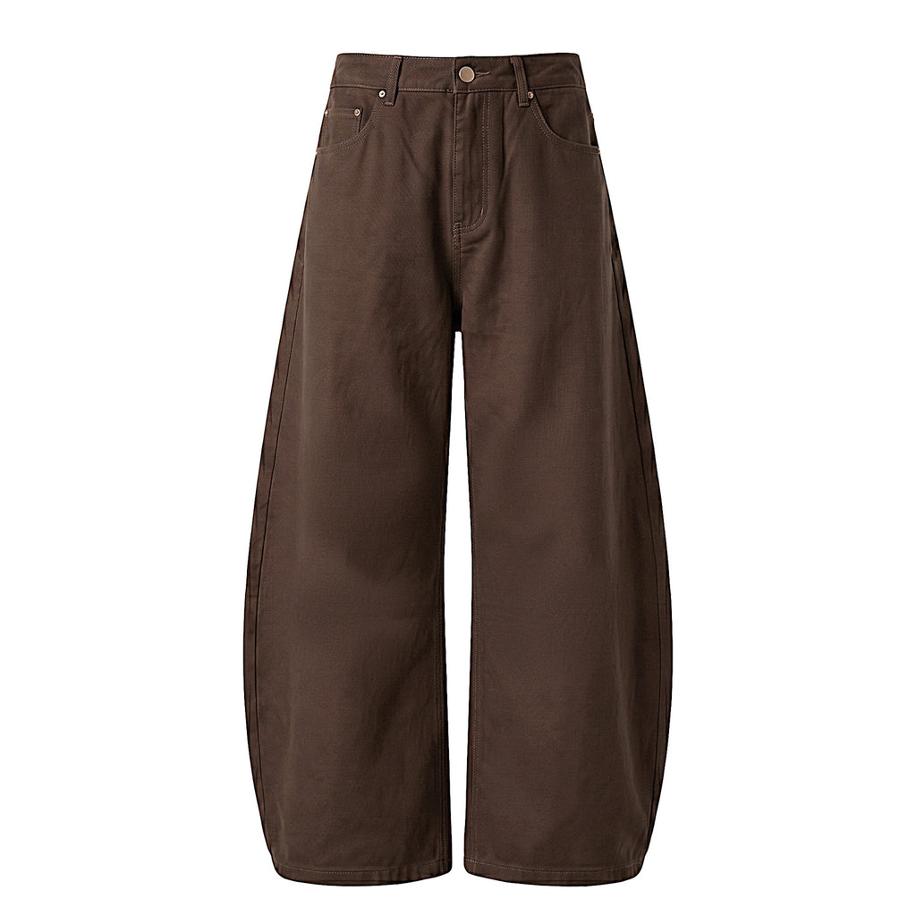 Twill texture knife-cut casual pants for men, autumn straight-leg loose color-blocked topstitching retro long pants