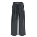 Summer Double Waistband Design Striped Casual Dress Pants for Men, High-End Loose Pleated Wide-Leg Suit Trousers