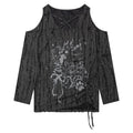 Rice white texture off shoulder long sleeved T-shirt