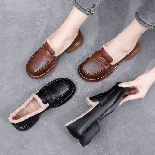 Add cotton loafers thickened women's cotton shoes low heels