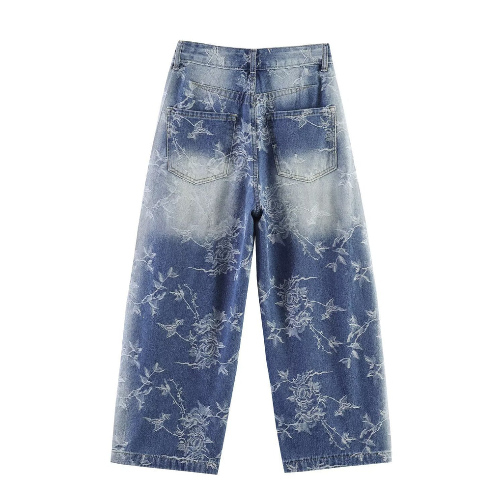 Casual non elastic jacquard shiny silver curved knife pants