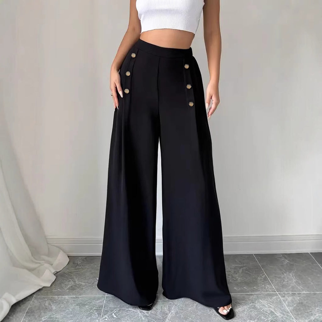 High waisted solid color wide leg long style