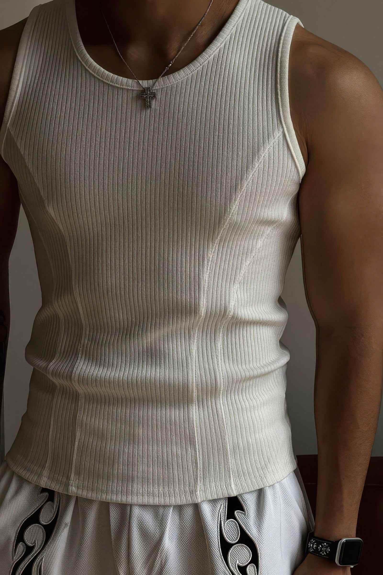 Athletic Ribbed Muscle Tank for Men, Stretchy Slim-Fit Sleeveless Vest