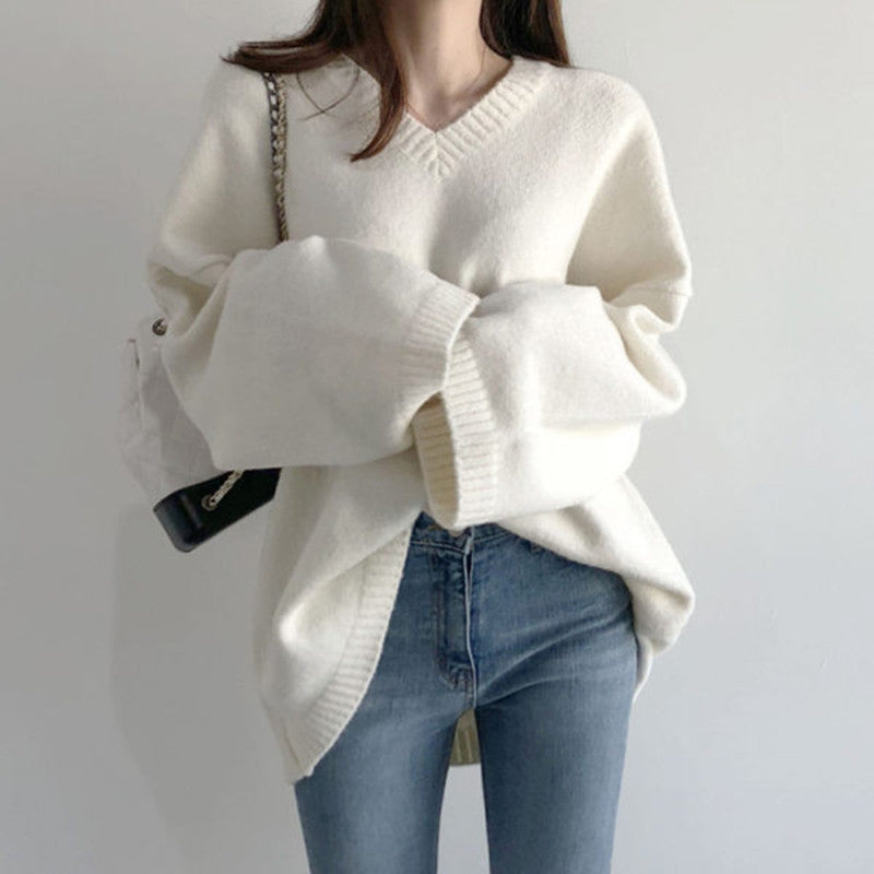 Lazy style loose outer sweater for women