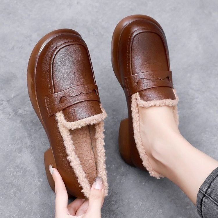 Add cotton loafers thickened women's cotton shoes low heels