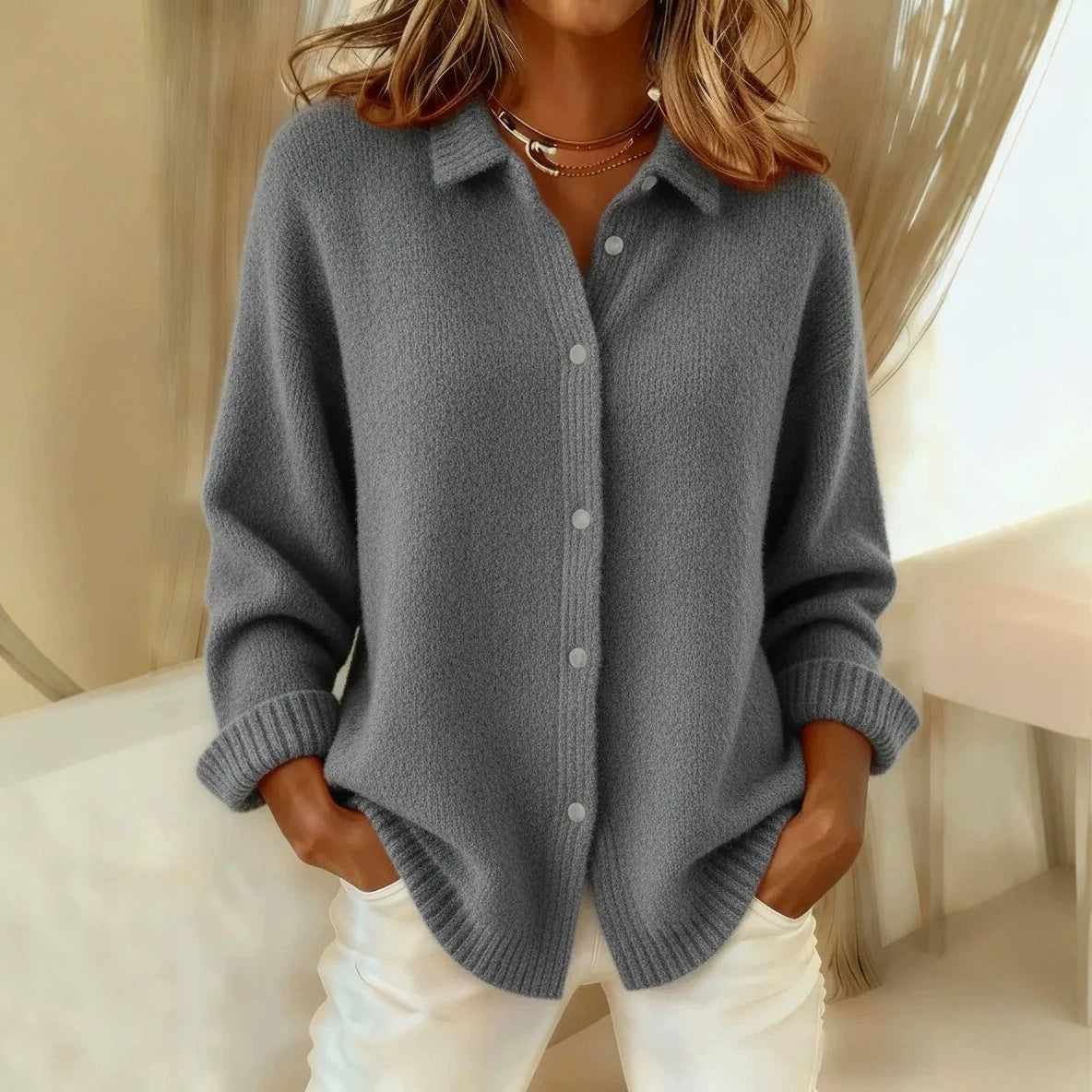 Women's cardigan sweater autumn and winter coat