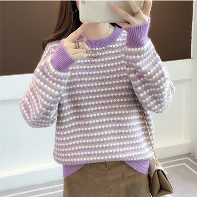 Round neck jacquard knit undershirt with knitted base