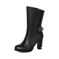 Fashion High-Heeled Mid-Calf Boots for Women, Solid Color with Side ZipperTrendy Autumn/Winter Style Made to order, ships in 7 days