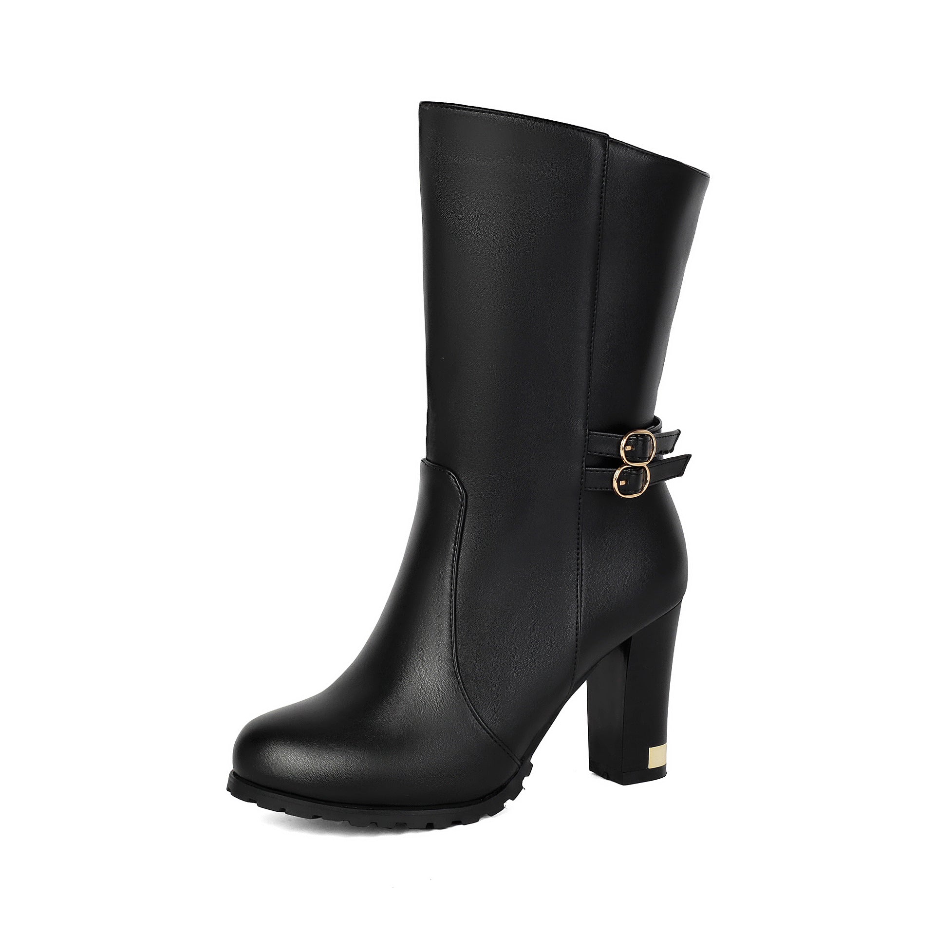 Fashion High-Heeled Mid-Calf Boots for Women, Solid Color with Side ZipperTrendy Autumn/Winter Style Made to order, ships in 7 days