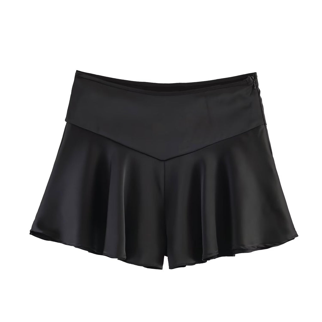 Spicy girl wide swing silk texture shorts