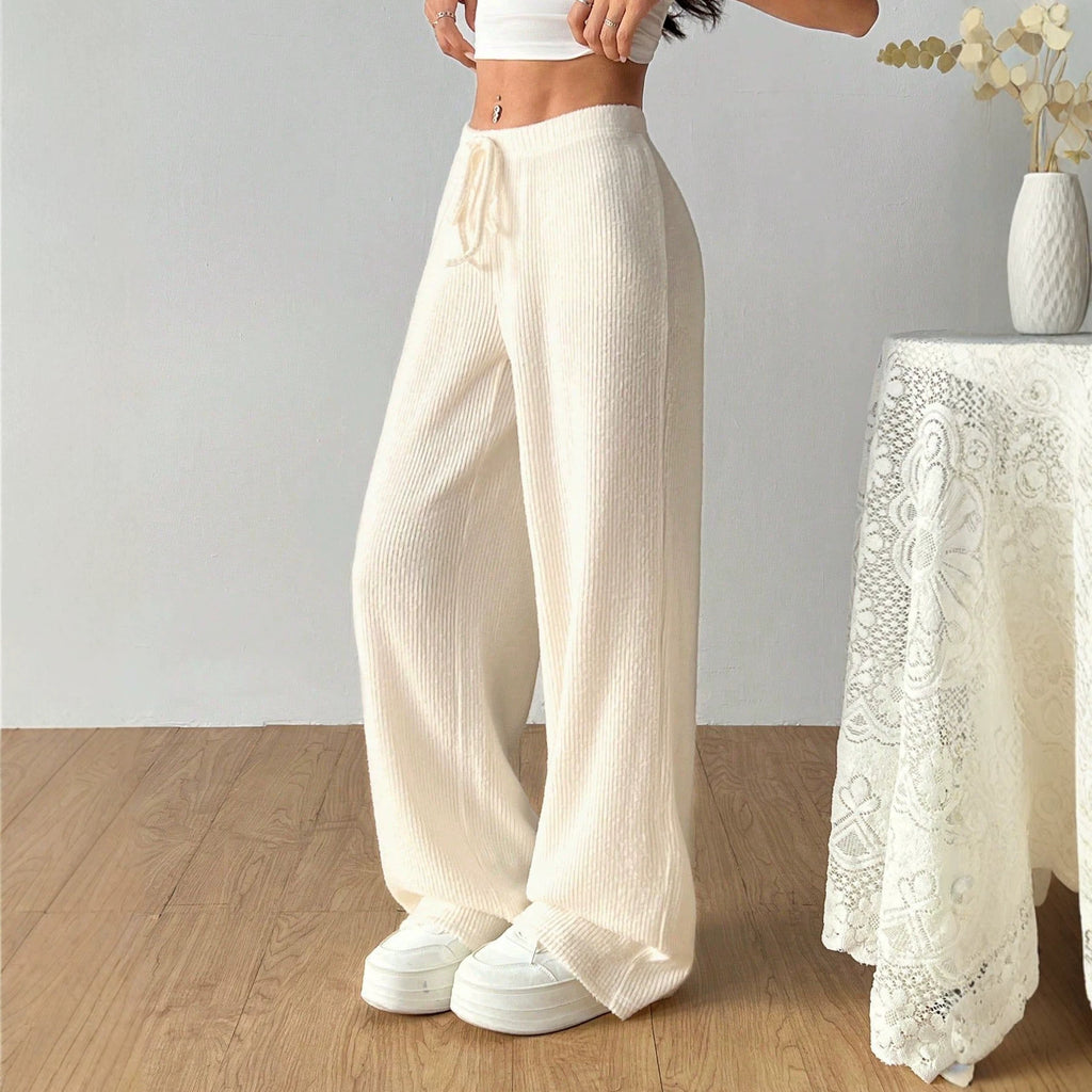 Fashionable Loose Fit Straight Leg Wide Leg Pants for Women, Comfortable Casual Long Trousers, Solid Color, Flowy Fabric, Versatile Style